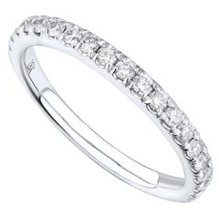 Rachel Koen Pave Diamond Ladies Wedding Band in oro bianco 18K 0.38cttw