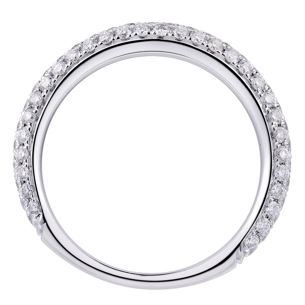 Modern Rachel Koen Pave Diamond Ladies Wedding Ring 18K White Gold 0.73cttw For Sale