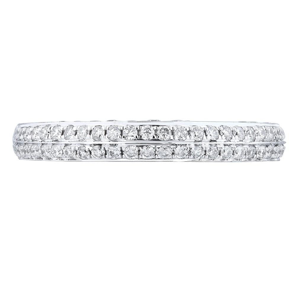 Round Cut Rachel Koen Pave Diamond Ladies Wedding Ring 18K White Gold 0.80cttw Size 6.5