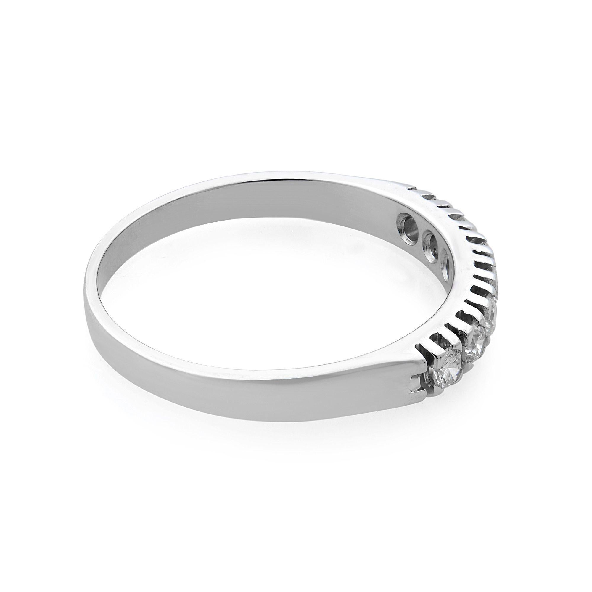 Modern Rachel Koen Pave Diamond Wedding Band Ring 14K White Gold 0.21Cttw For Sale