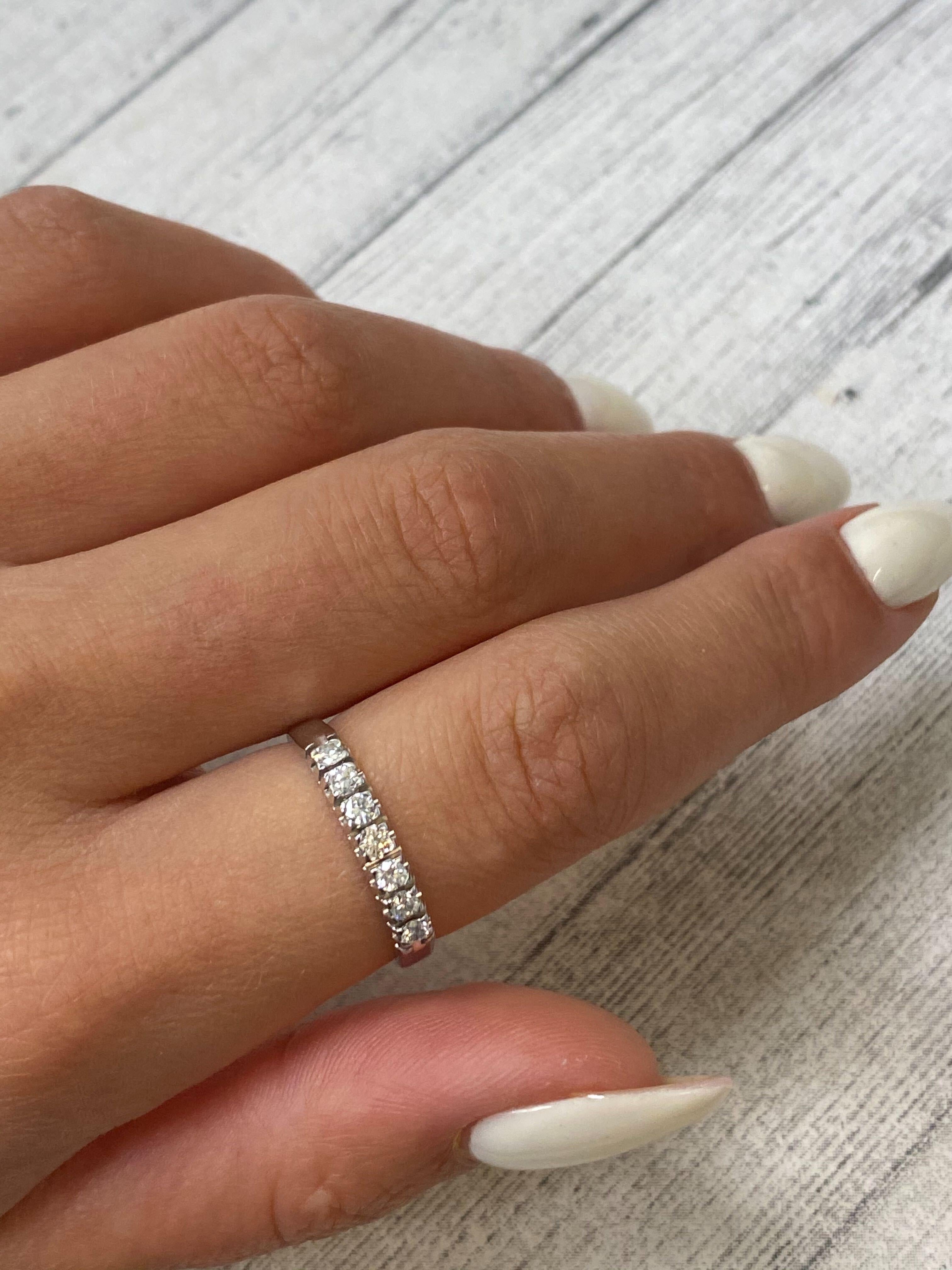 Rachel Koen Pave Diamond Wedding Band Ring 14K White Gold 0.21Cttw For Sale 1