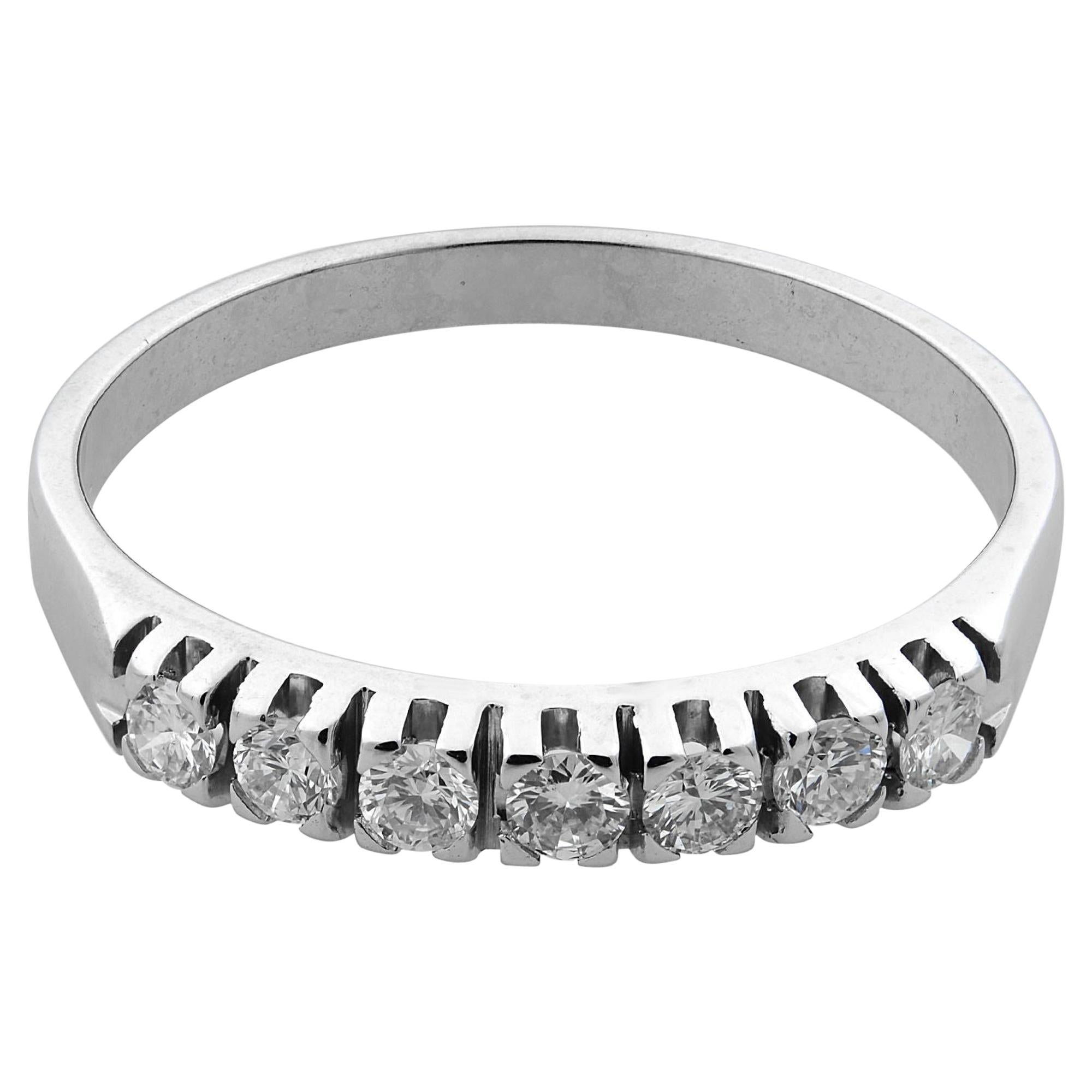 Rachel Koen Pave Diamond Wedding Band Ring 14K White Gold 0.21Cttw For Sale