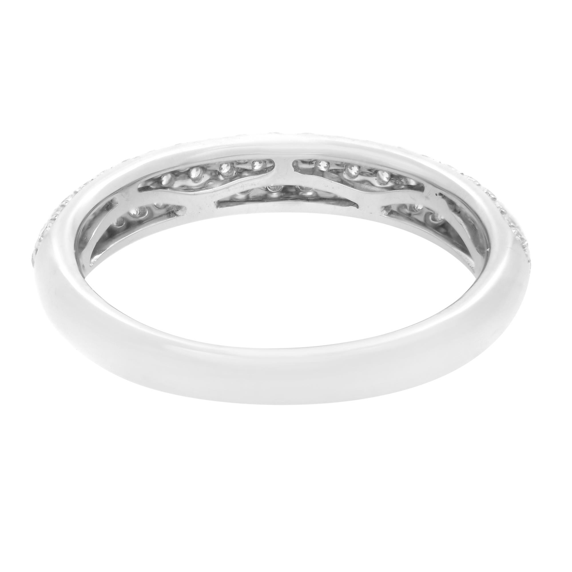 Round Cut Rachel Koen Pave Diamond Wedding Band Ring 18K White Gold 0.65 Cttw For Sale