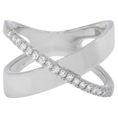 Rachel Koen Pave Anillo de Diamantes X Banda 14K Oro Blanco 0.19Cttw Talla 7