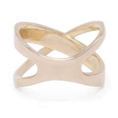 Rachel Koen Pave Diamond X Ring Band 14K Yellow Gold 0.19Cttw Size 7
