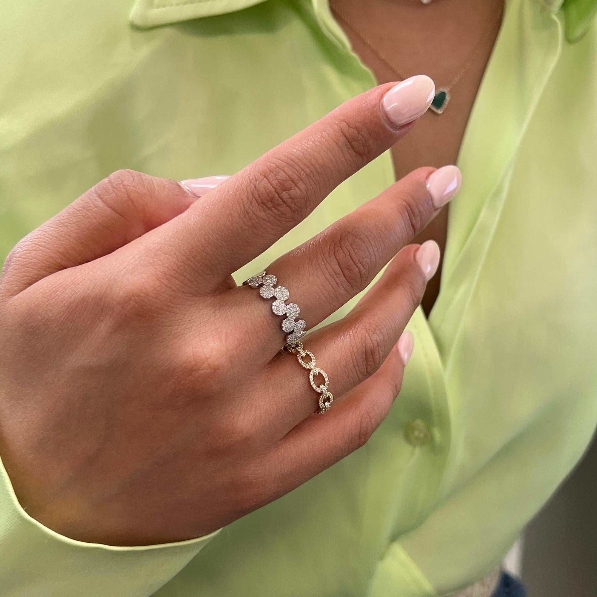 Rachel Koen Pave Round Cut Diamond Ring 14K White Gold 0.33Cttw For Sale 1