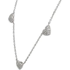 Rachel Koen Pave Runde Diamant Herzen Halskette 14K Weißgold