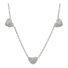 Rachel Koen Pave Runde Diamant Herzen Halskette 14K Weißgold