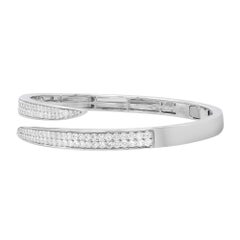 Rachel Koen Pave Set Round Cut Diamond Bangle Bracelet 18K White Gold 2.99cttw