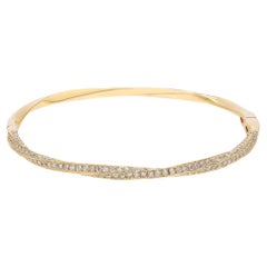 Rachel Koen Pave Set Round Cut Diamond Bangle Bracelet 18k Yellow Gold 2.05Cttw