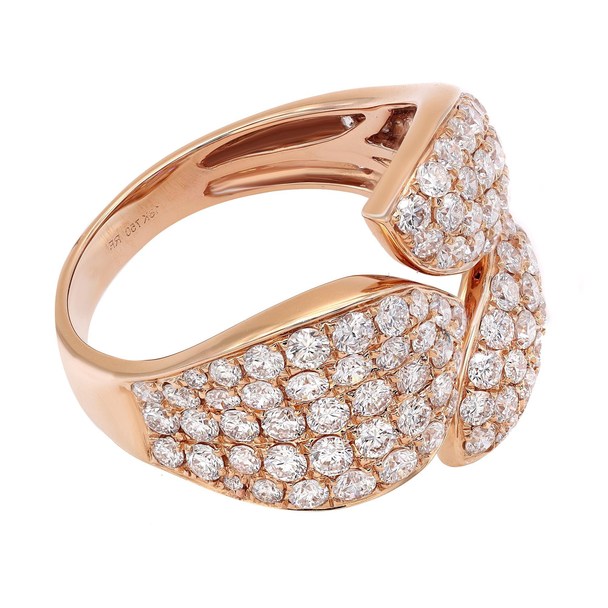Rachel Koen Pave Set Round Cut Diamond Ring 18K Rose Gold 2.00Cttw For Sale 1