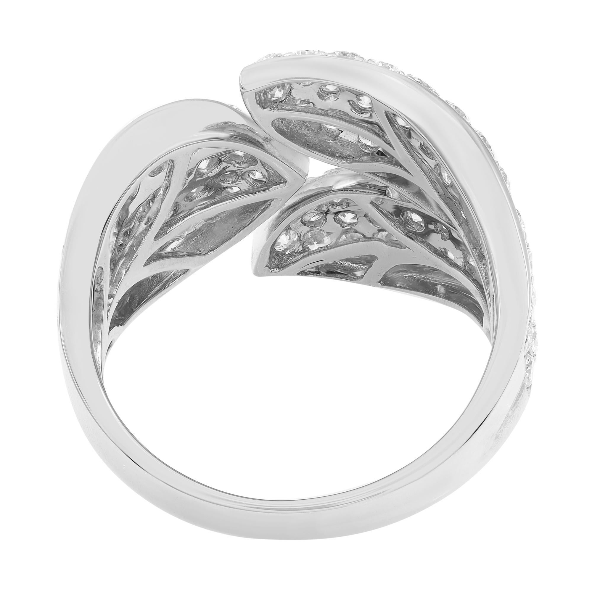 Modern Rachel Koen Pave Set Round Cut Diamond Ring 18K White Gold 2.00Cttw For Sale