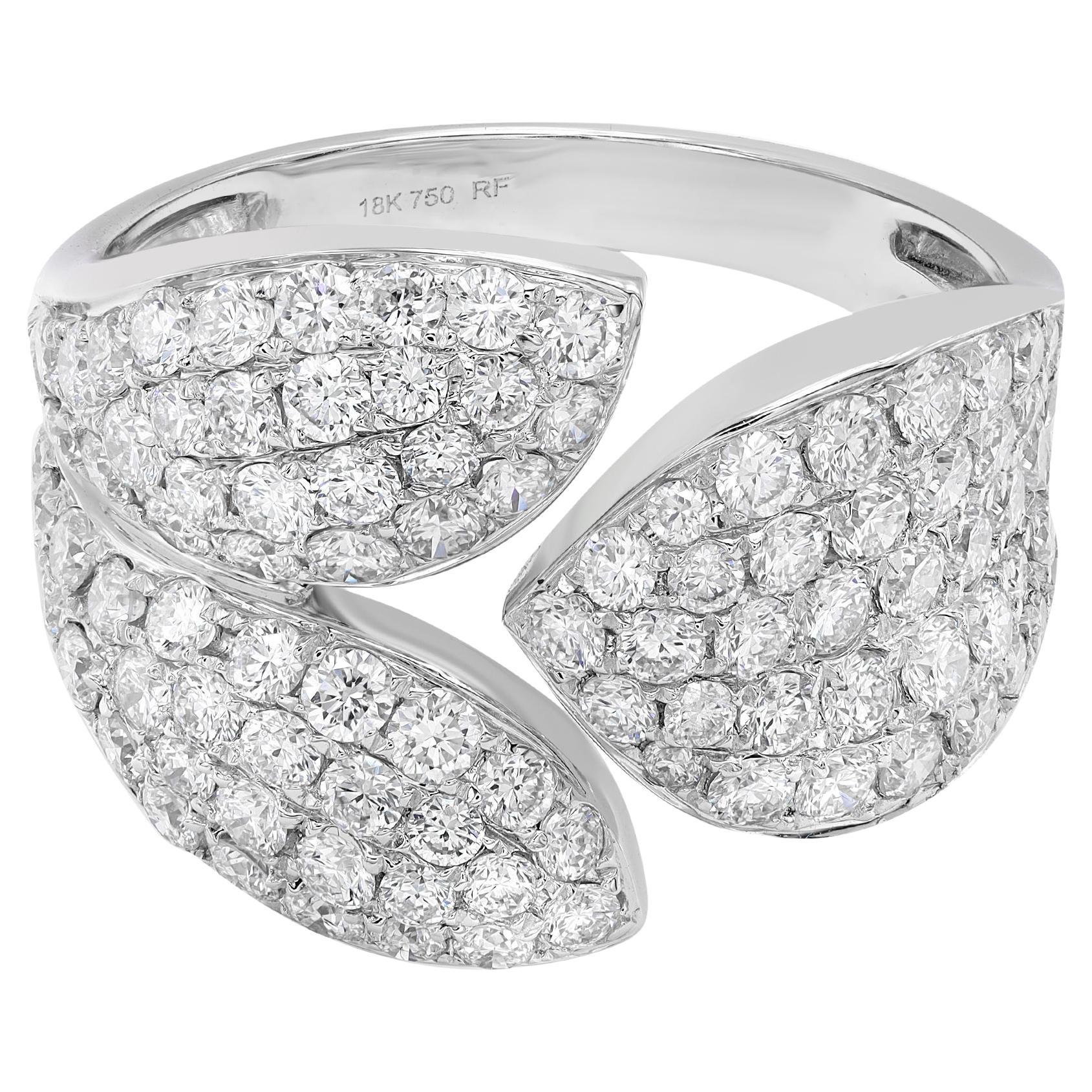 Rachel Koen Pave Set Round Cut Diamond Ring 18K White Gold 2.00Cttw