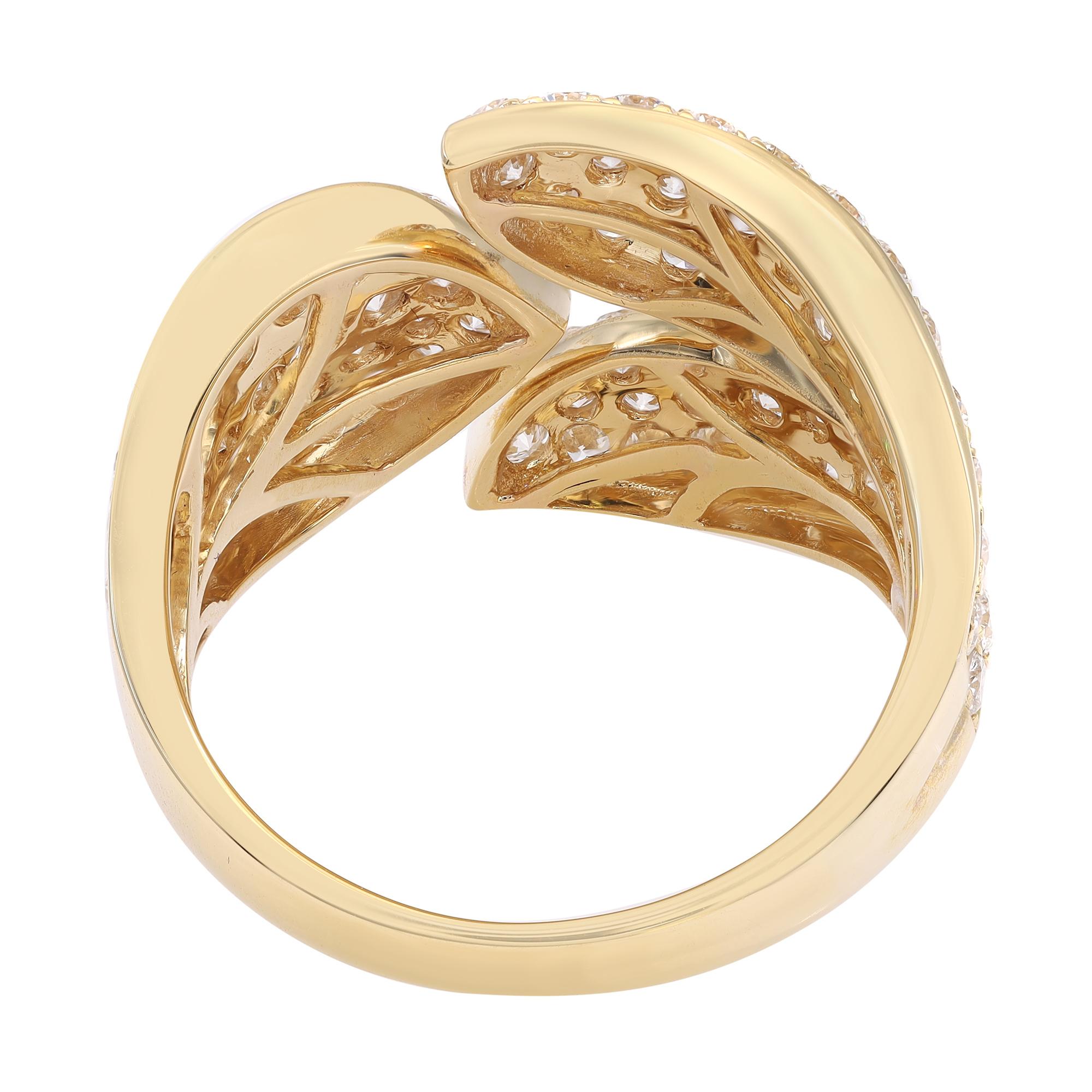 Modern Rachel Koen Pave Set Round Cut Diamond Ring 18K Yellow Gold 2.00Cttw For Sale
