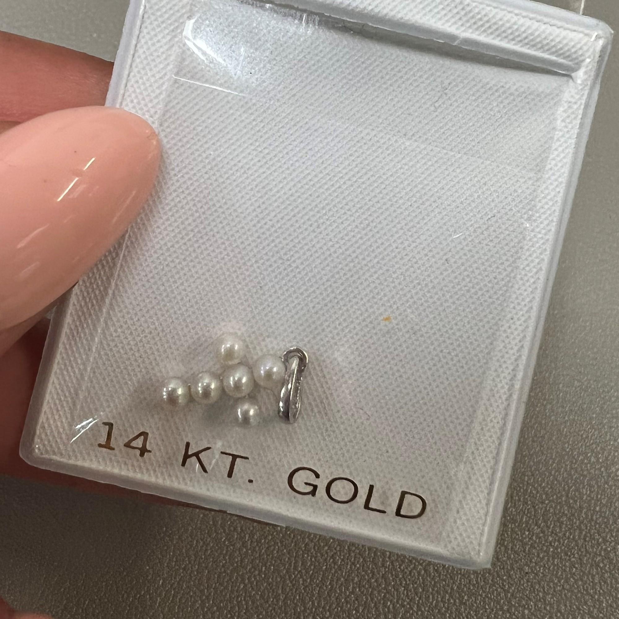 Round Cut Rachel Koen Petite Freshwater Pearl Cross Pendant 14K White Gold For Sale