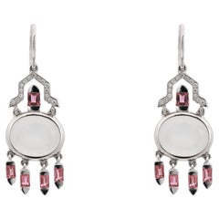 Rachel Koen Pink Sapphire & Diamond Tropfenohrringe 18K Weißgold