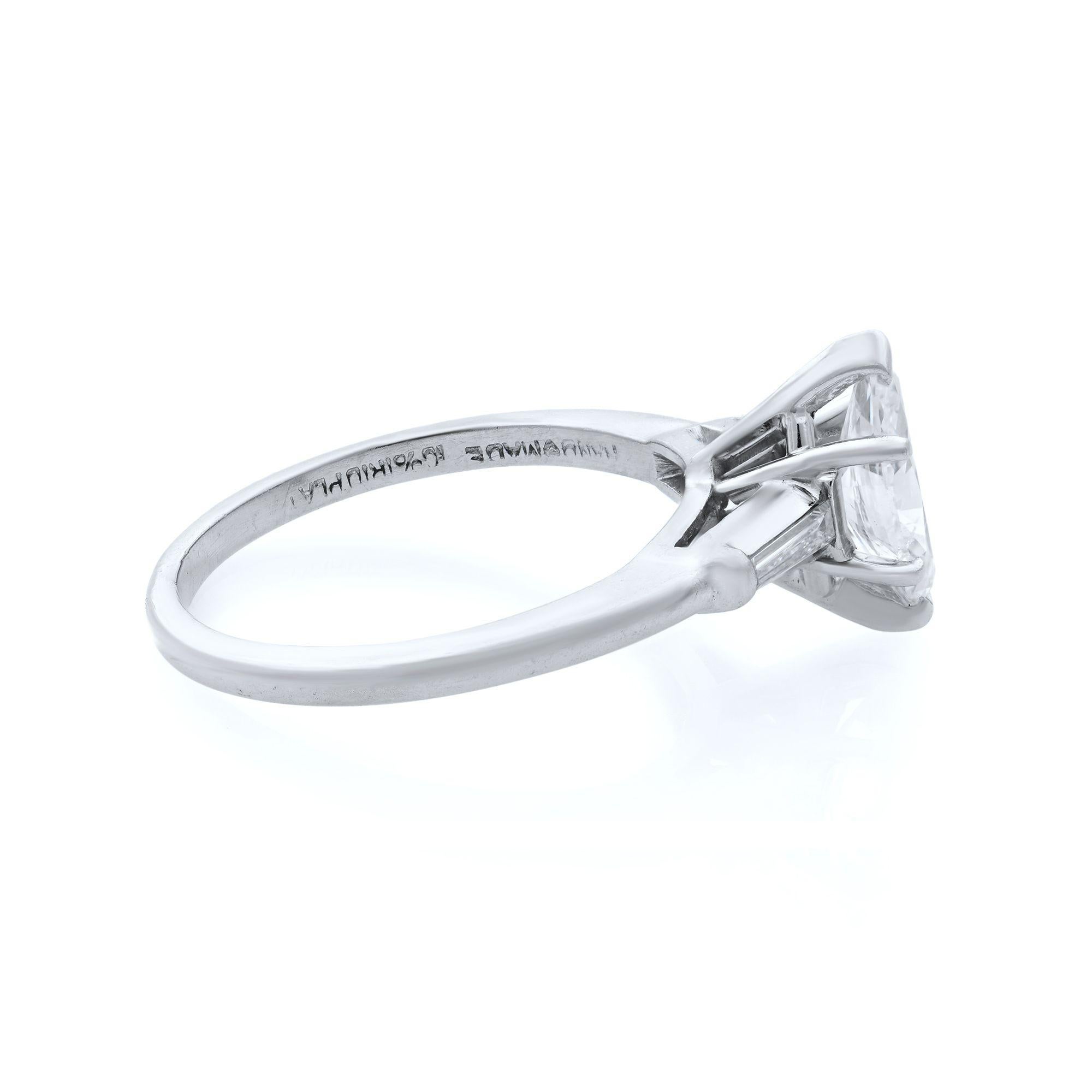 Marquise Cut Rachel Koen Platinum Marquise Diamond Engagement Ring 1.00 Carat For Sale