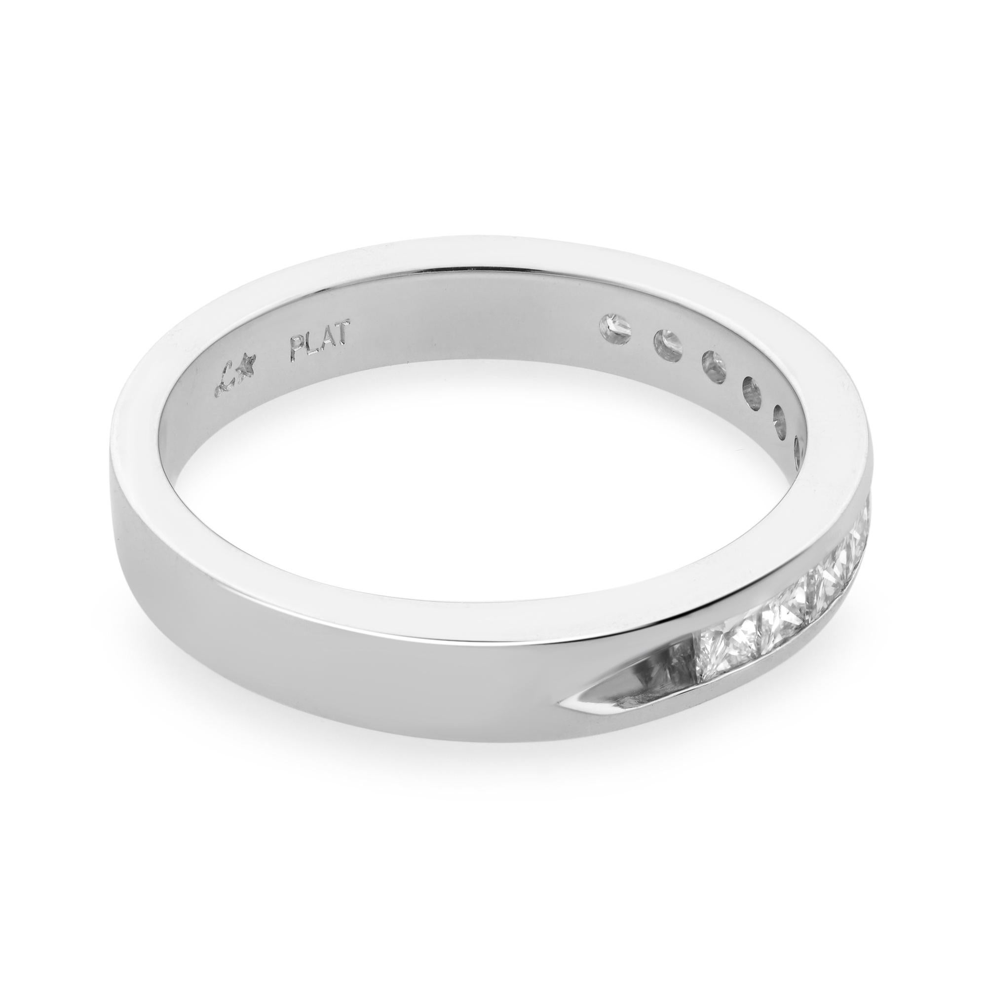 Modern Rachel Koen Platinum Princess Cut Diamond Wedding Band Ring 0.50 Carat For Sale
