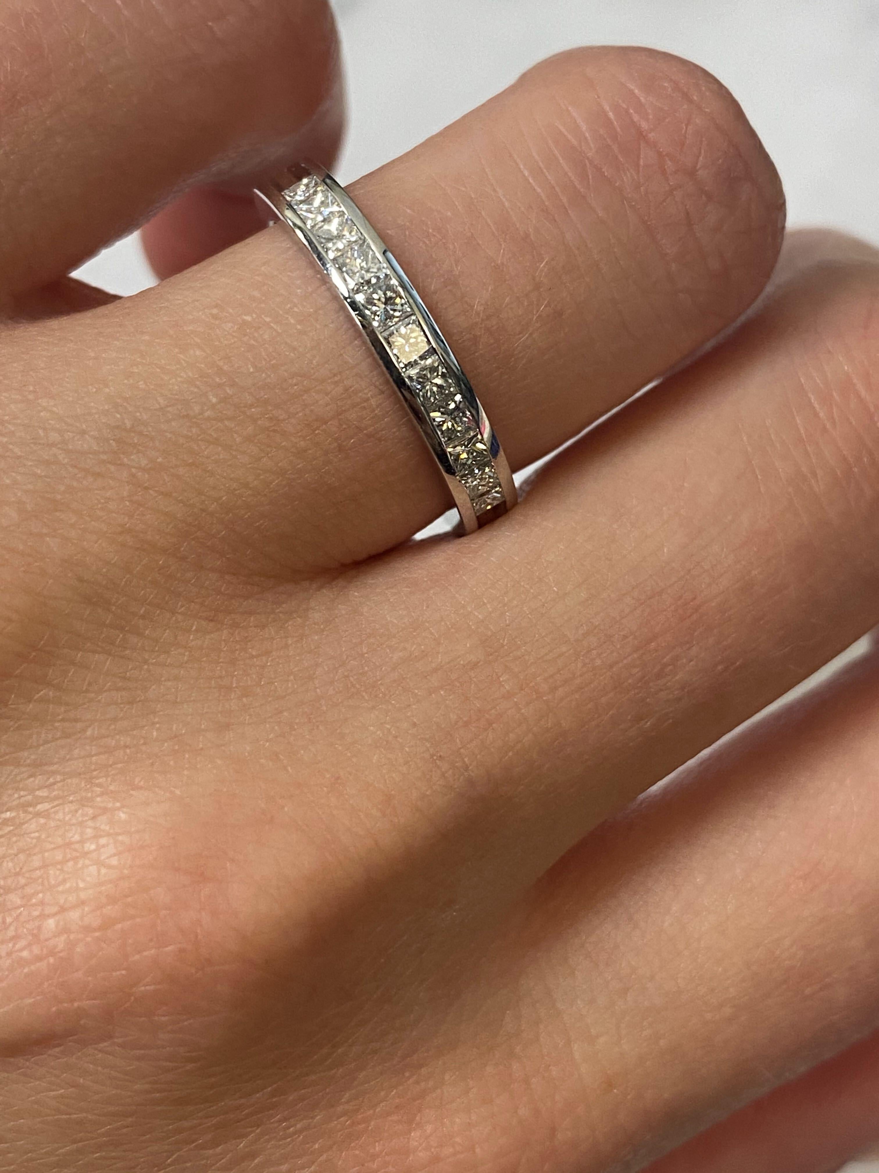Women's Rachel Koen Platinum Princess Cut Diamond Wedding Band Ring 0.50 Carat For Sale