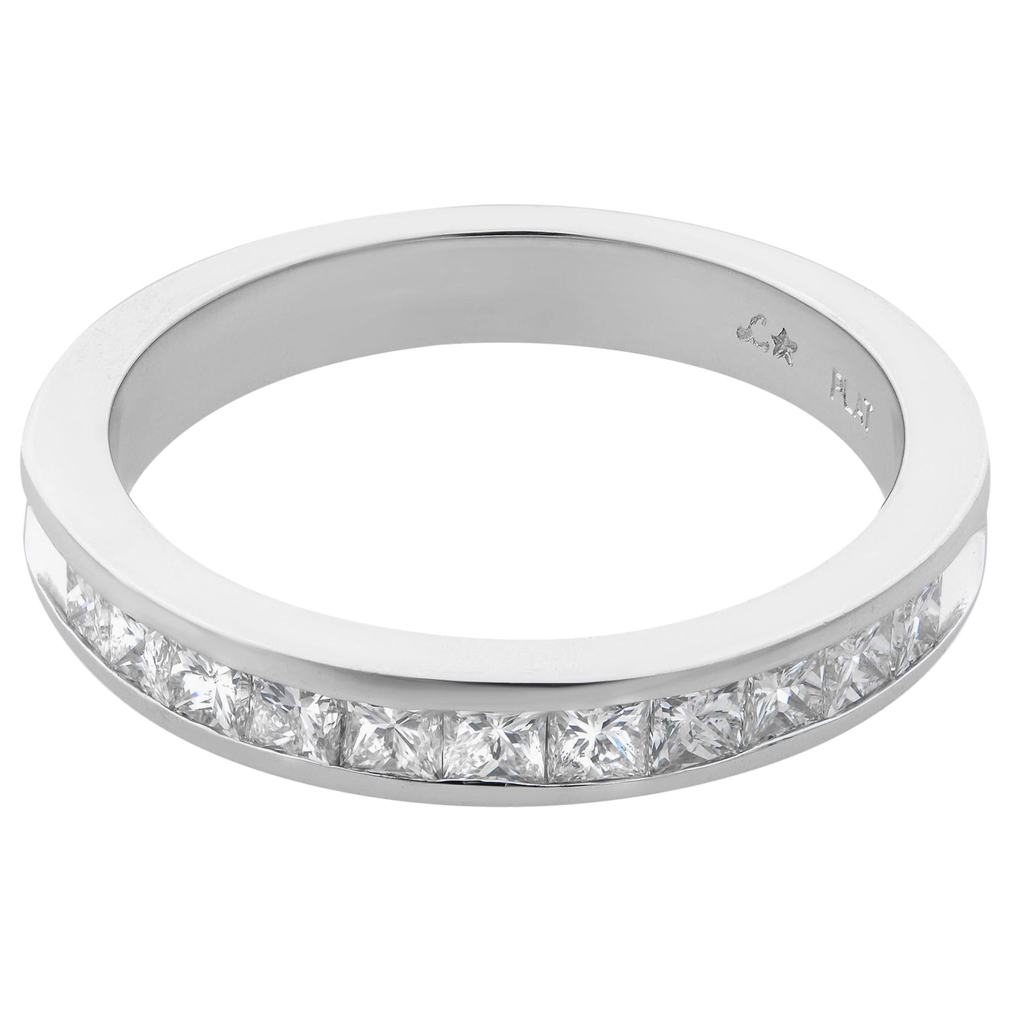 Rachel Koen Platinum Princess Cut Diamond Wedding Band Ring 0.50 Carat For Sale