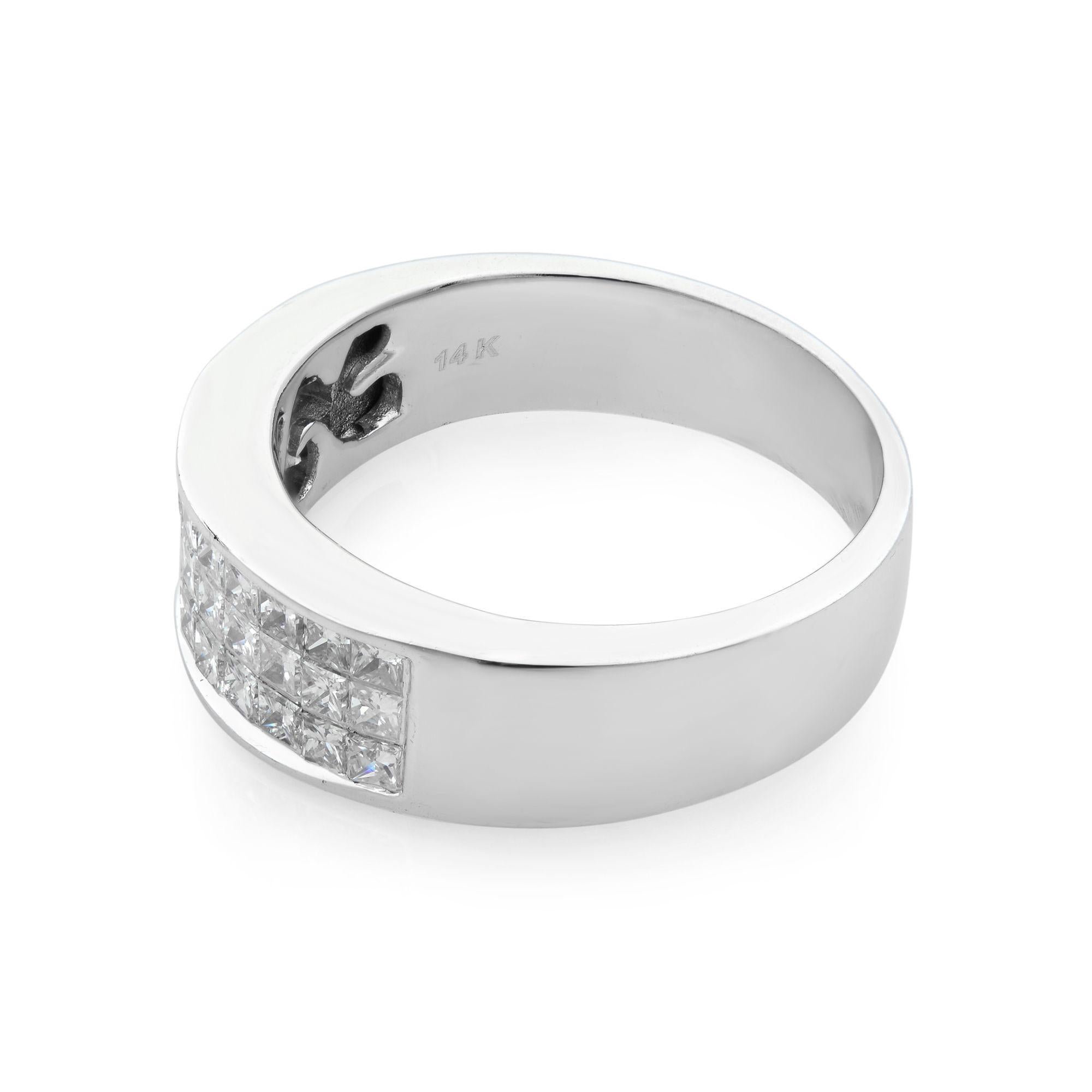 Modern Rachel Koen Princess Cut Diamond Band Ring 14K White Gold 1.00cttw For Sale