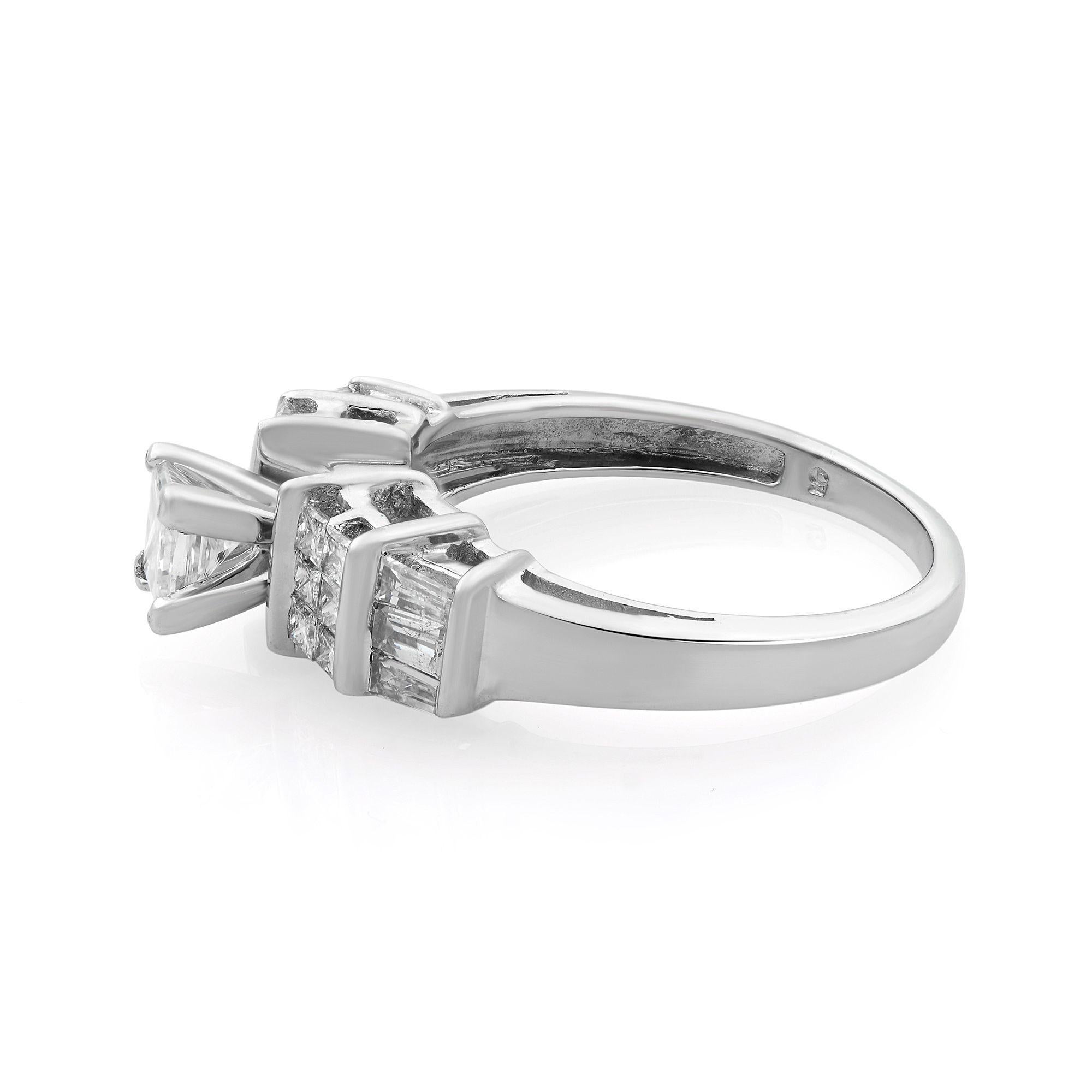 Modern Rachel Koen Princess Cut Diamond Engagement Ring 14K White Gold 1.00cttw For Sale