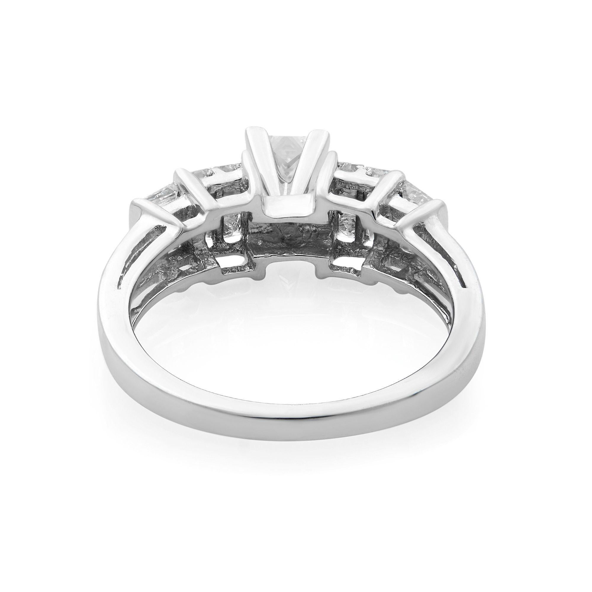 Women's Rachel Koen Princess Cut Diamond Engagement Ring 14K White Gold 1.00cttw For Sale
