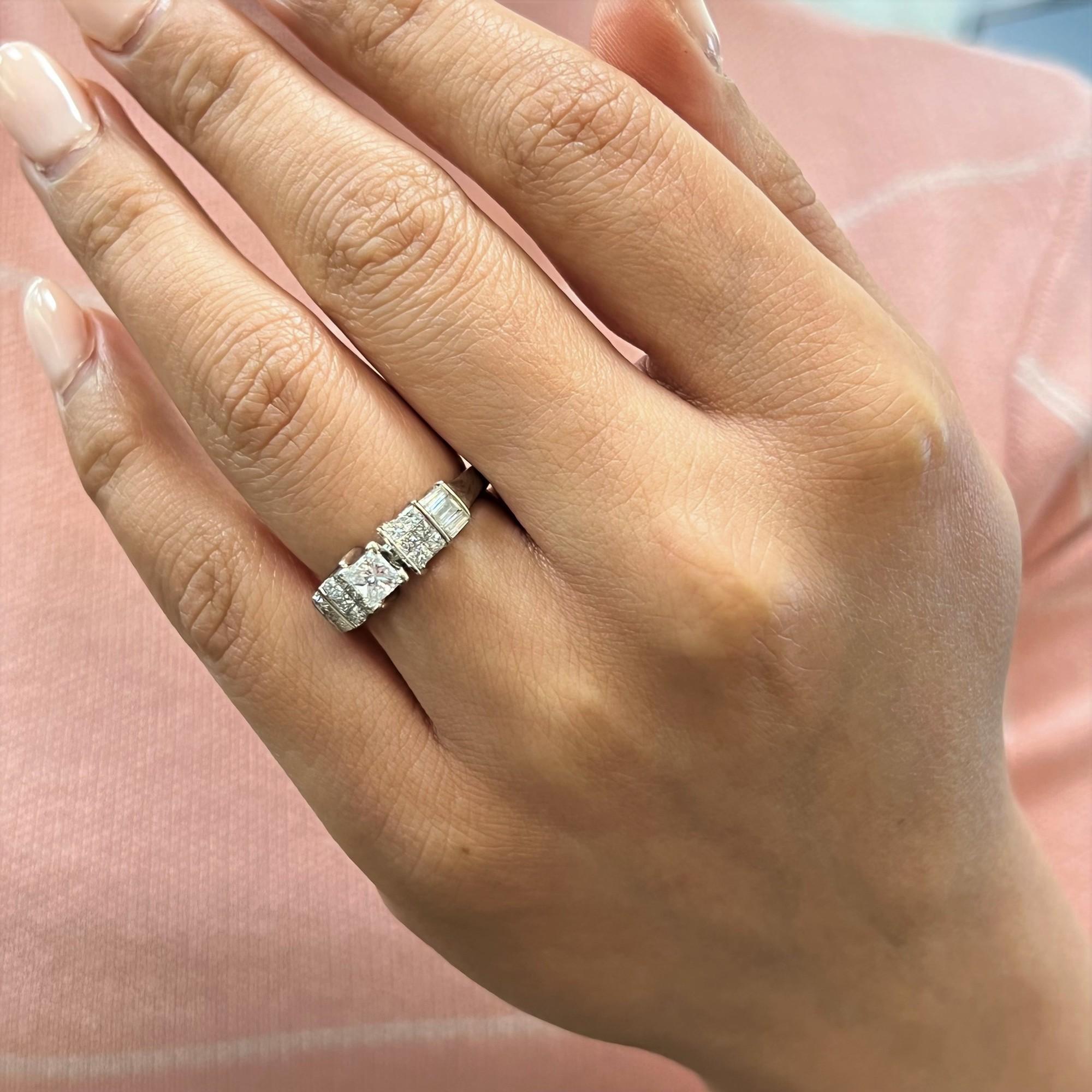 Rachel Koen Princess Cut Diamond Engagement Ring 14K White Gold 1.00cttw For Sale 2