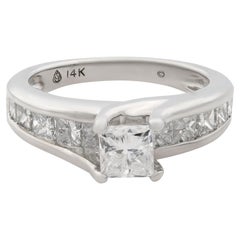 Used Rachel Koen Princess Cut Diamond Engagement Ring 14K White Gold 1.75cts