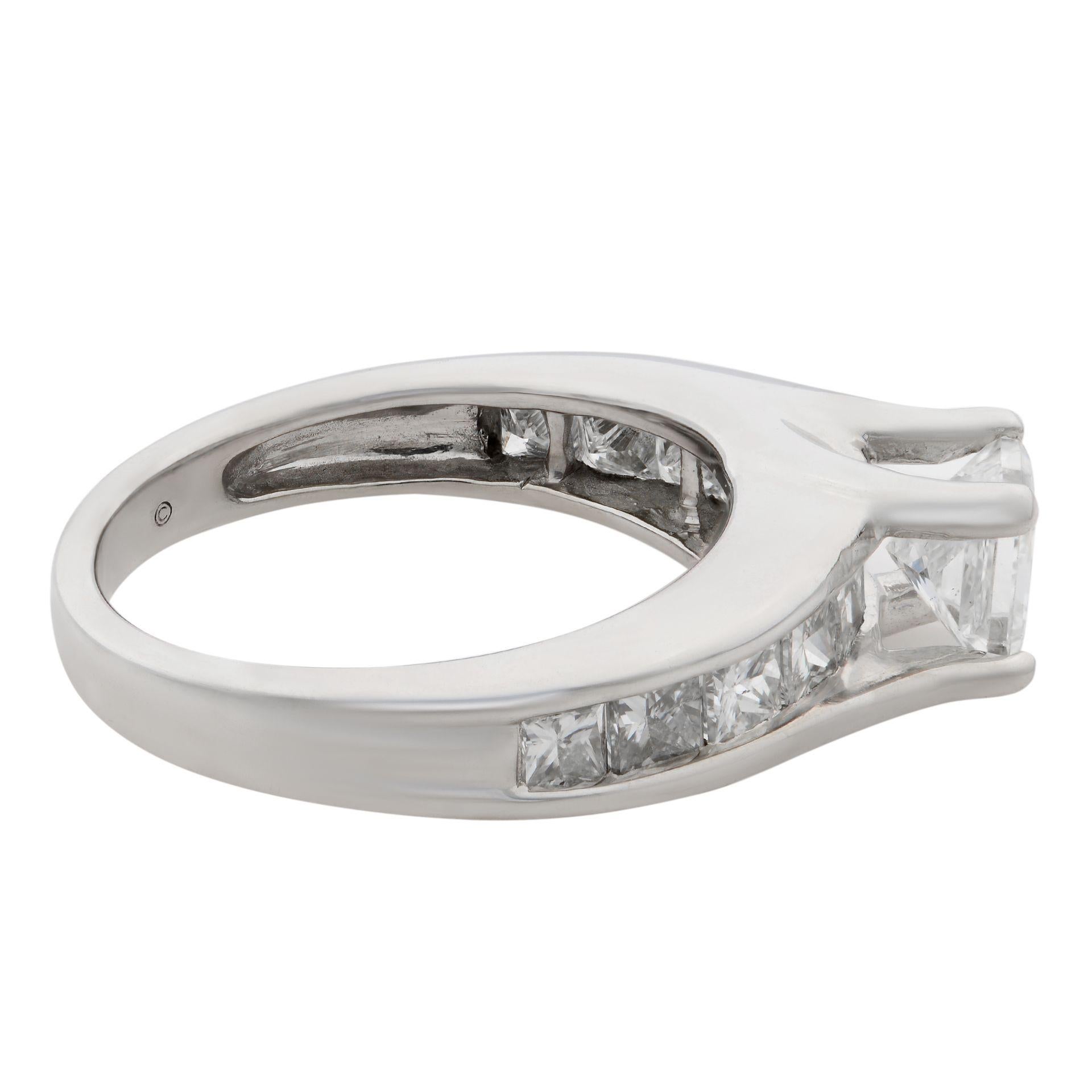 Modern Rachel Koen Princess Cut Diamond Engagement Ring 14K White Gold 1.75cts For Sale