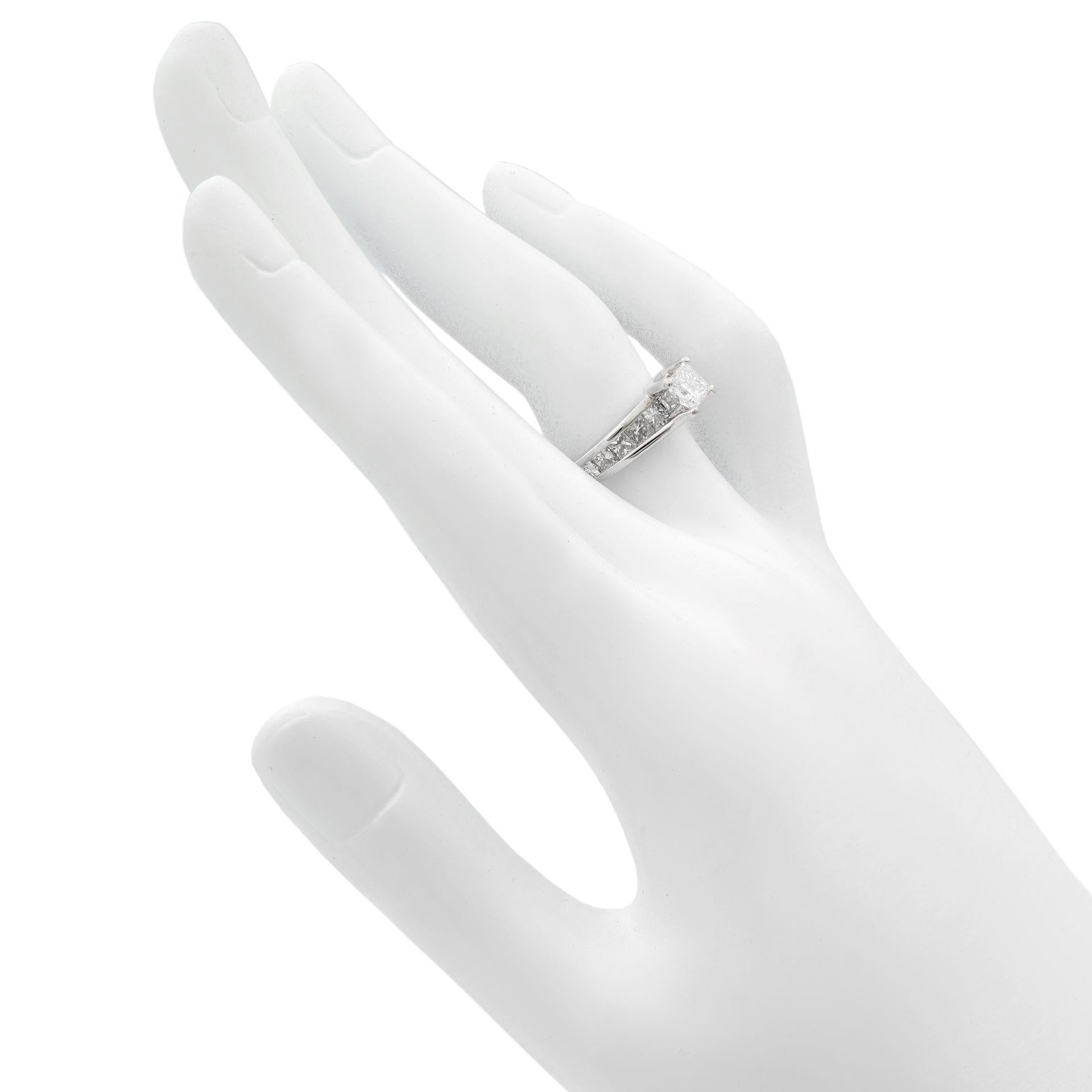 Rachel Koen Princess Cut Diamond Engagement Ring 14K White Gold 1.75cts For Sale 1