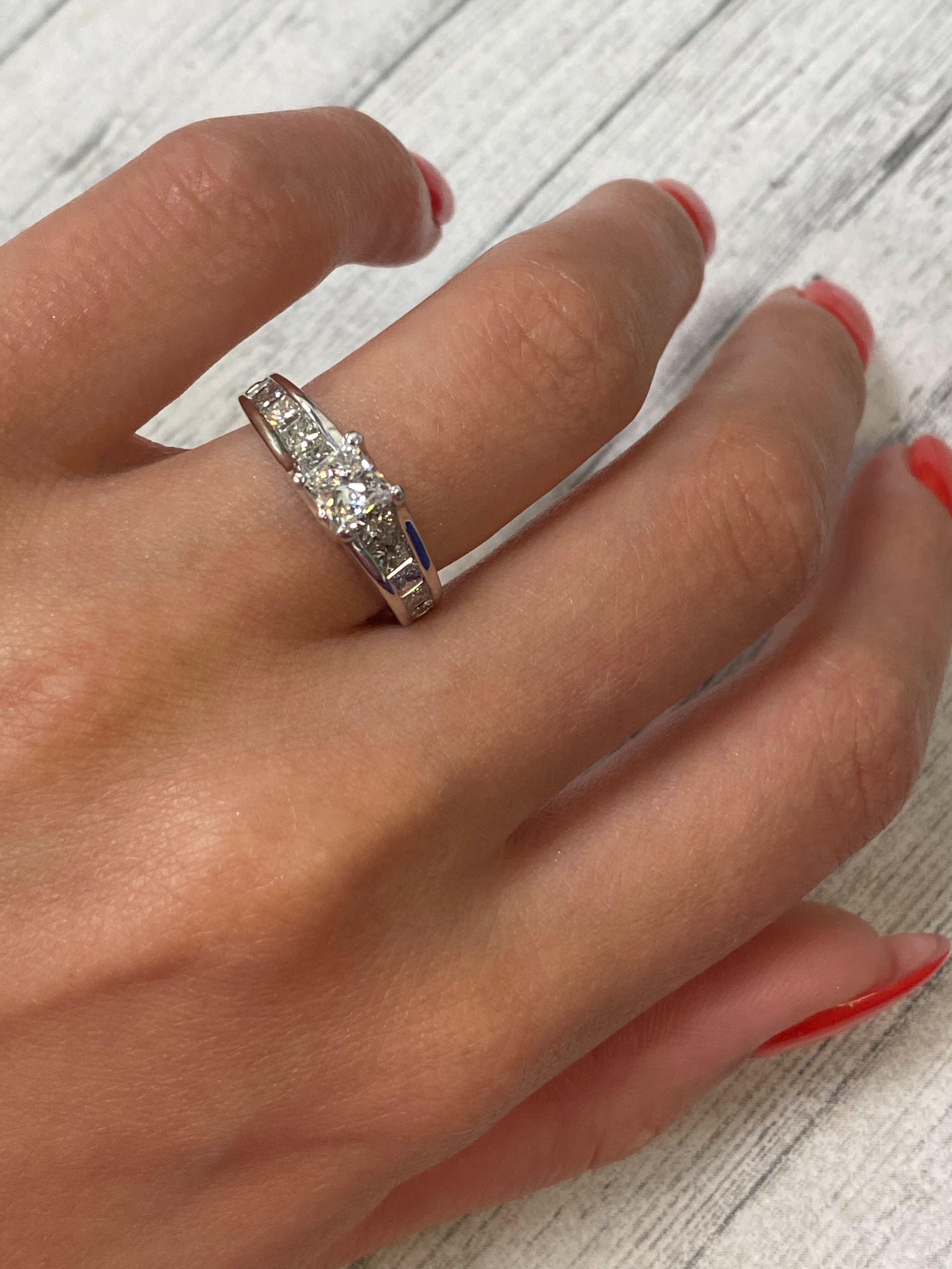 Rachel Koen Princess Cut Diamond Engagement Ring 14K White Gold 1.75cts For Sale 2