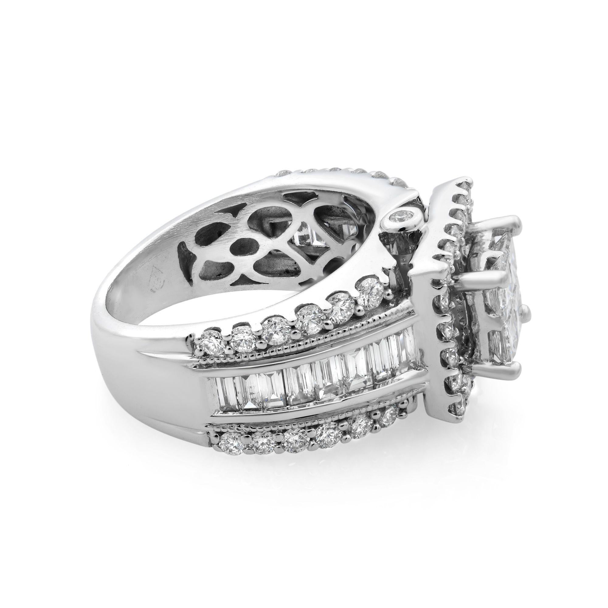 Modern Rachel Koen Princess Cut Diamond Engagement Ring 14k White Gold 2.00cttw For Sale