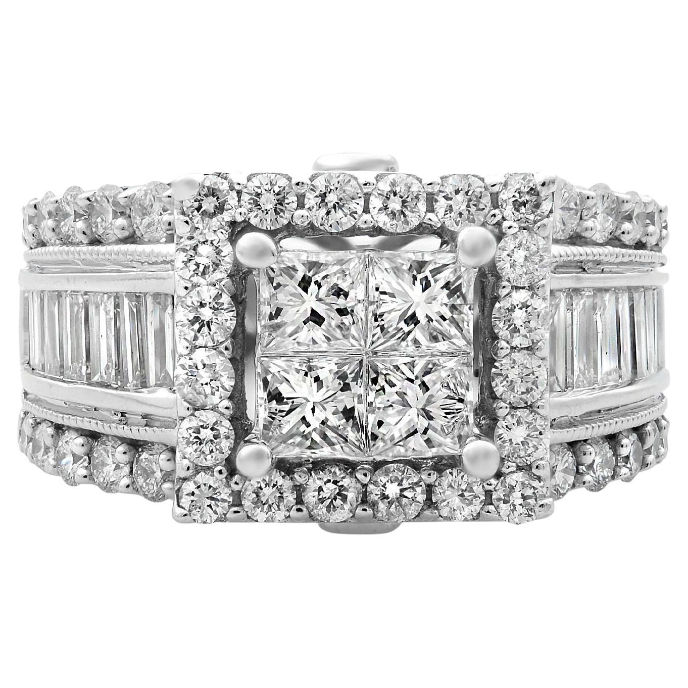Rachel Koen Princess Cut Diamond Engagement Ring 14k White Gold 2.00cttw For Sale