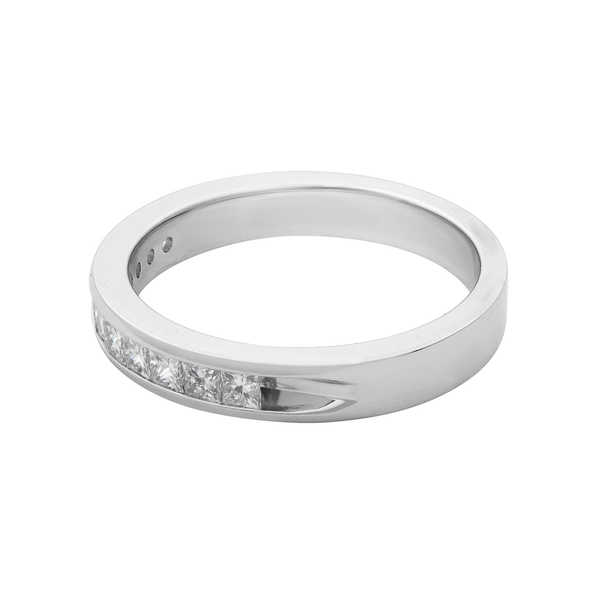 Women's Rachel Koen Princess Cut Diamond Flat Ring Platinum 0.44 Cttw For Sale