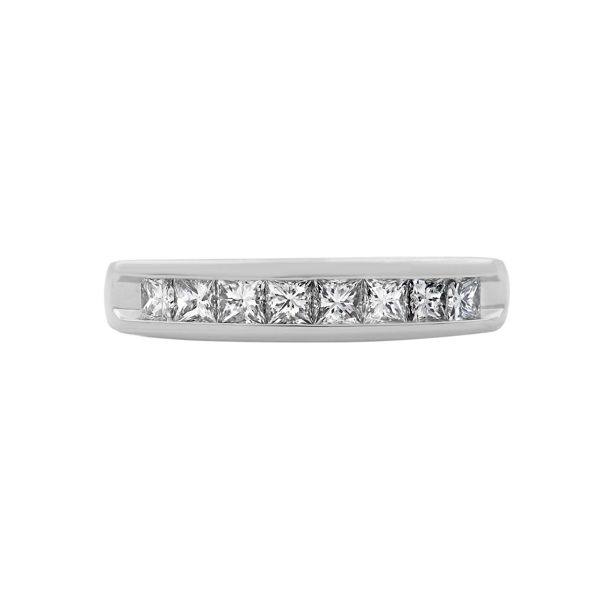 Modern Rachel Koen Princess Cut Diamond Wedding Band Platinum 0.40Cttw Size 5.5 For Sale