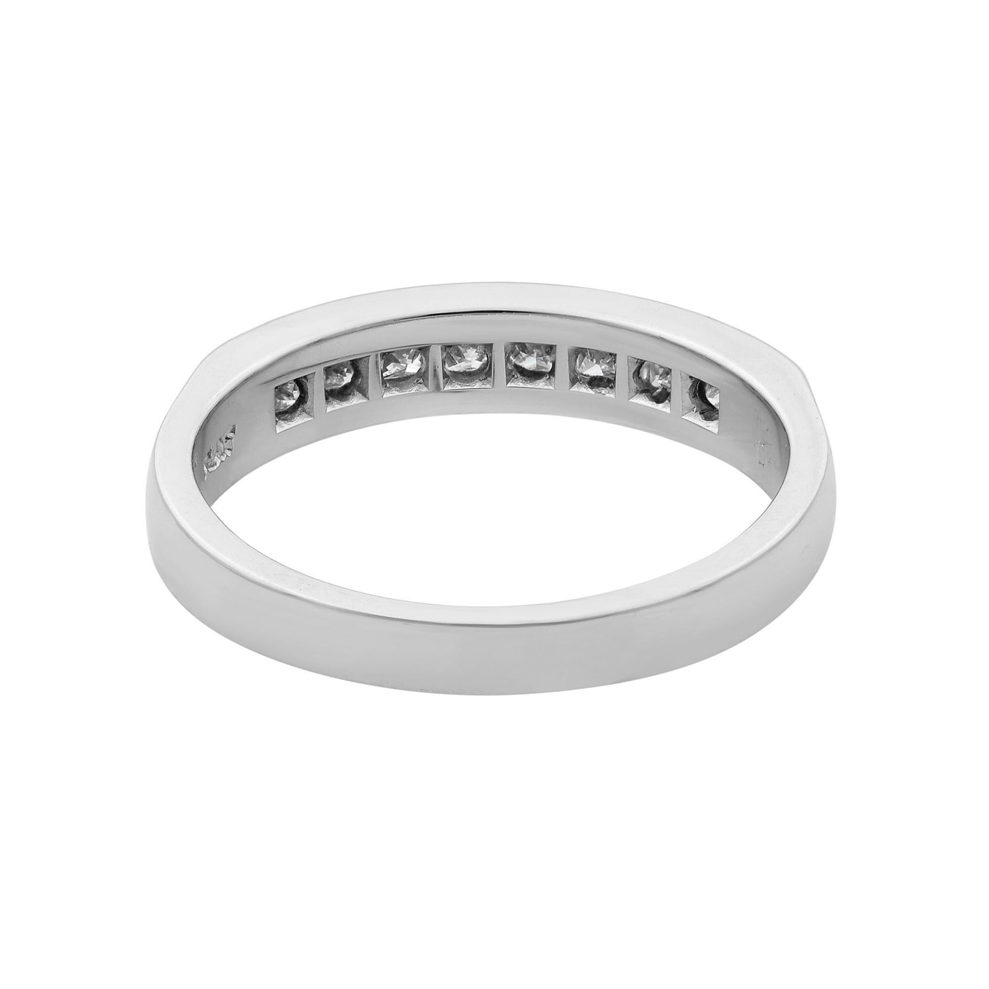 Rachel Koen Princess Cut Diamond Wedding Band Platinum 0.40Cttw Size 5.5 In New Condition For Sale In New York, NY