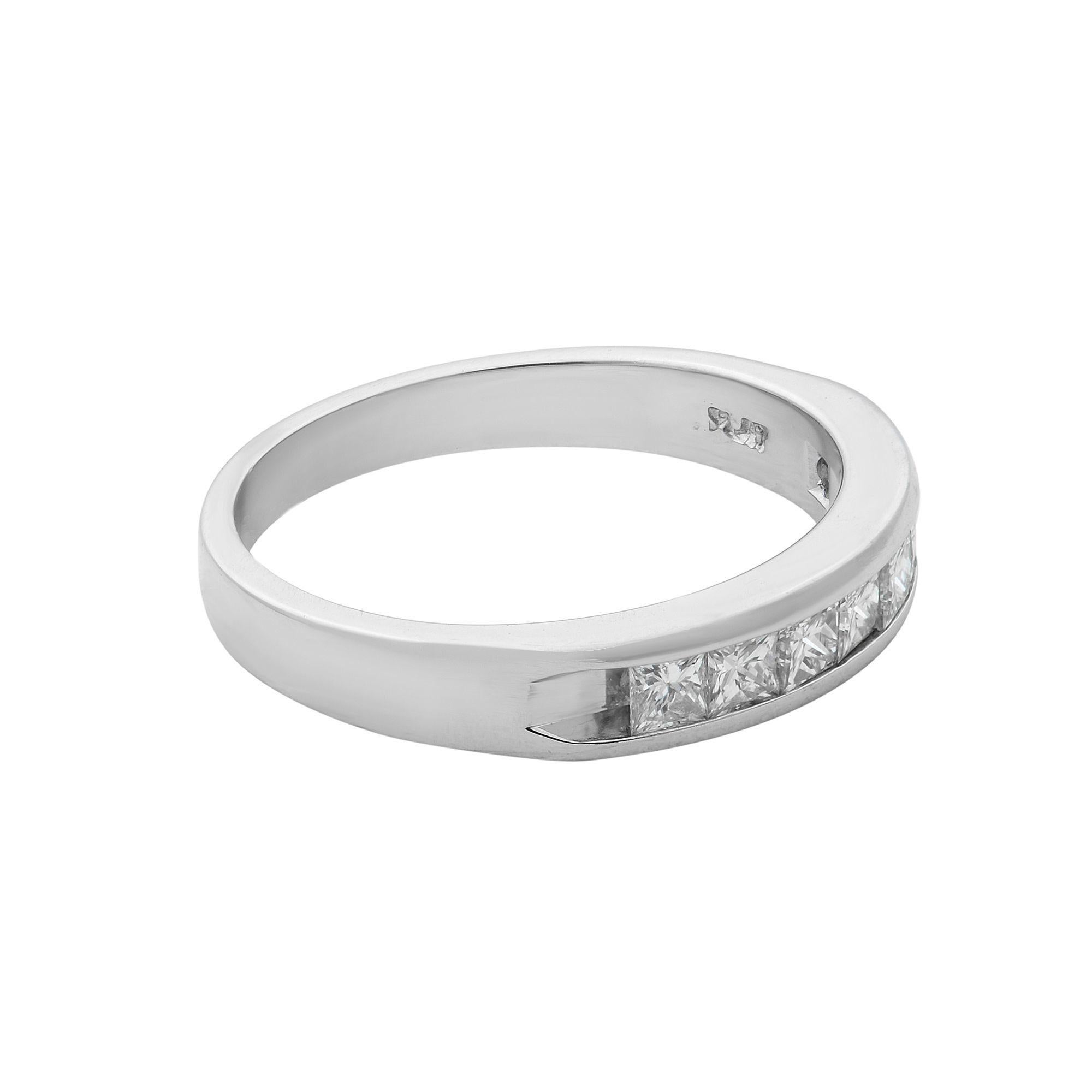Women's Rachel Koen Princess Cut Diamond Wedding Band Platinum 0.40Cttw Size 5.5 For Sale