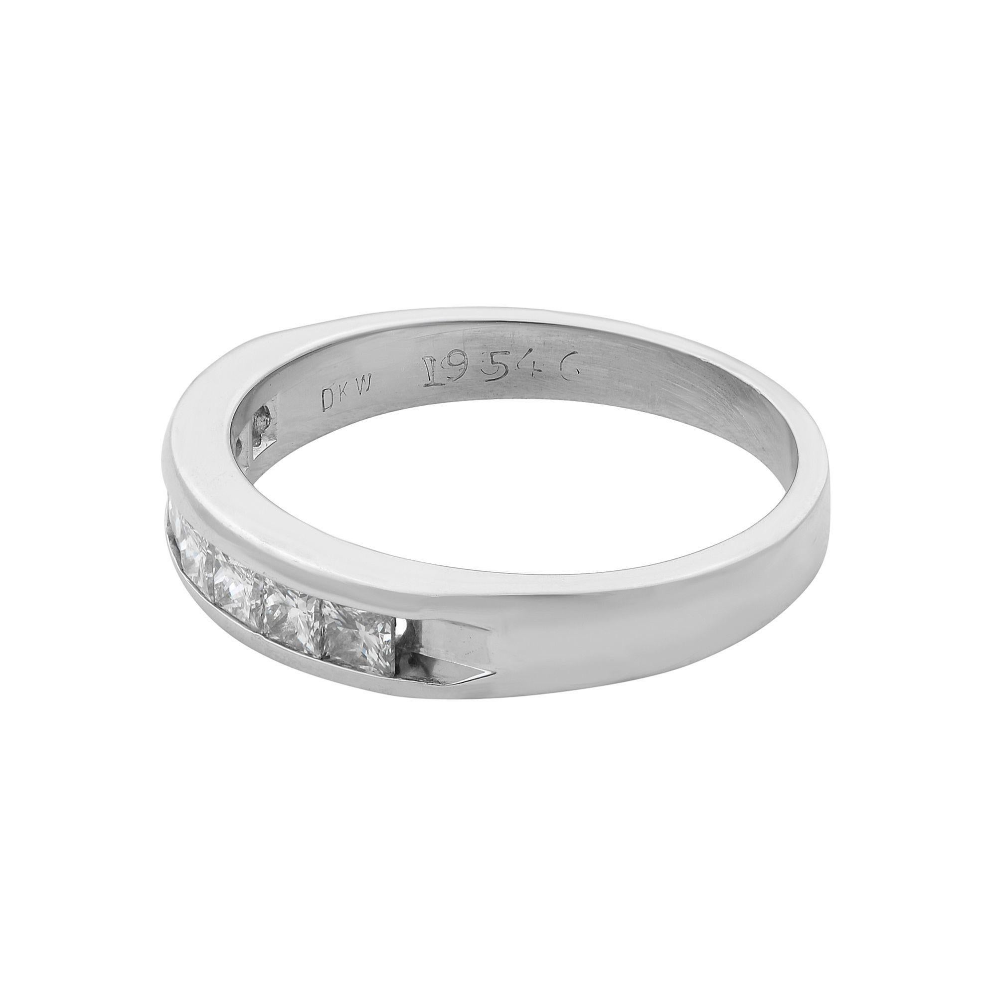 Rachel Koen Princess Cut Diamond Wedding Band Platinum 0.40Cttw Size 5.5 For Sale 1