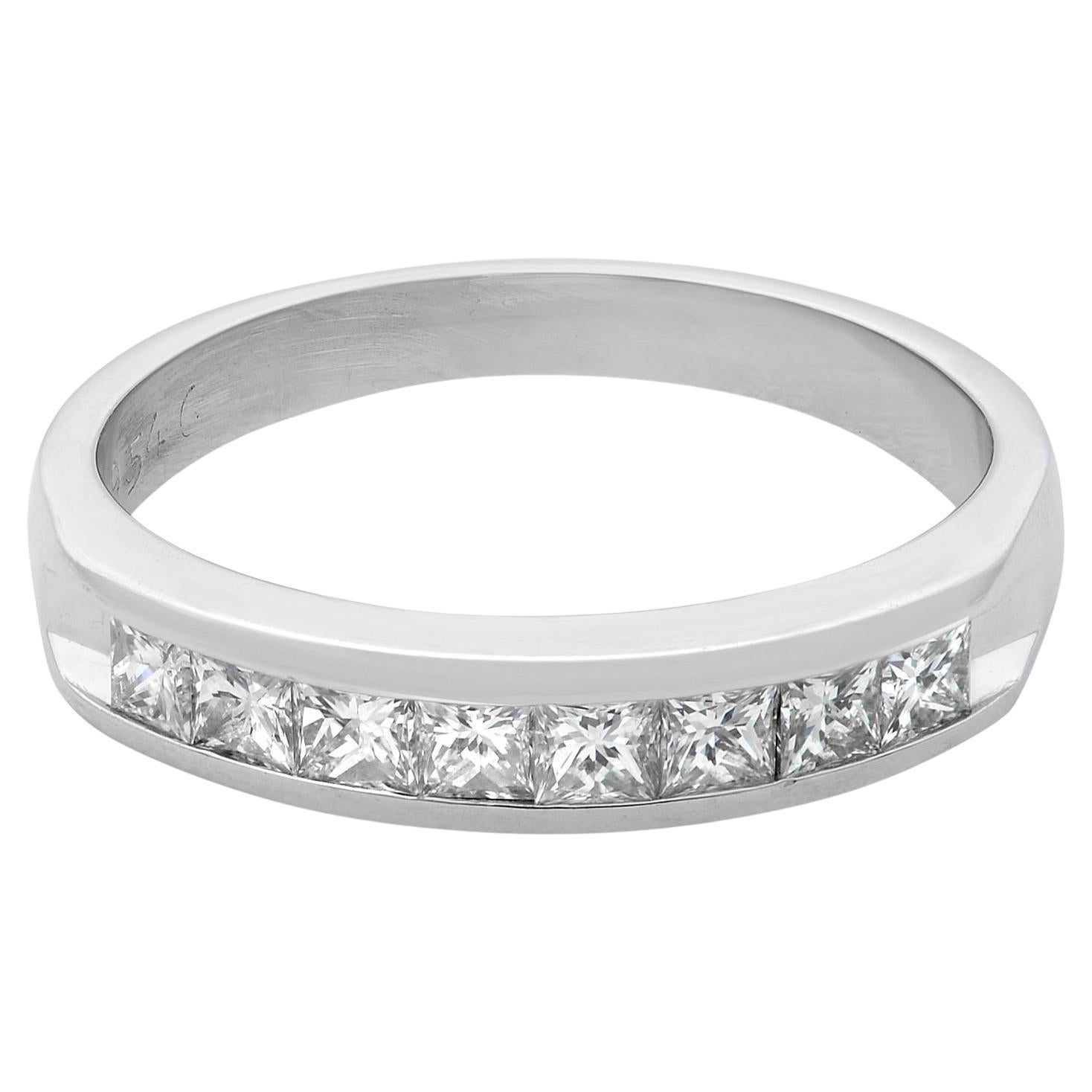 Rachel Koen Princess Cut Diamond Wedding Band Platinum 0.40Cttw Size 5.5