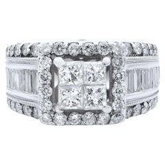 Rachel Koen Princess & Round Diamond Engagement Ring 14K White Gold 2.00Ct
