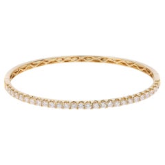 Rachel Koen Prong Set Round Cut Diamond Bangle Bracelet 18K Yellow Gold 3.00Cttw