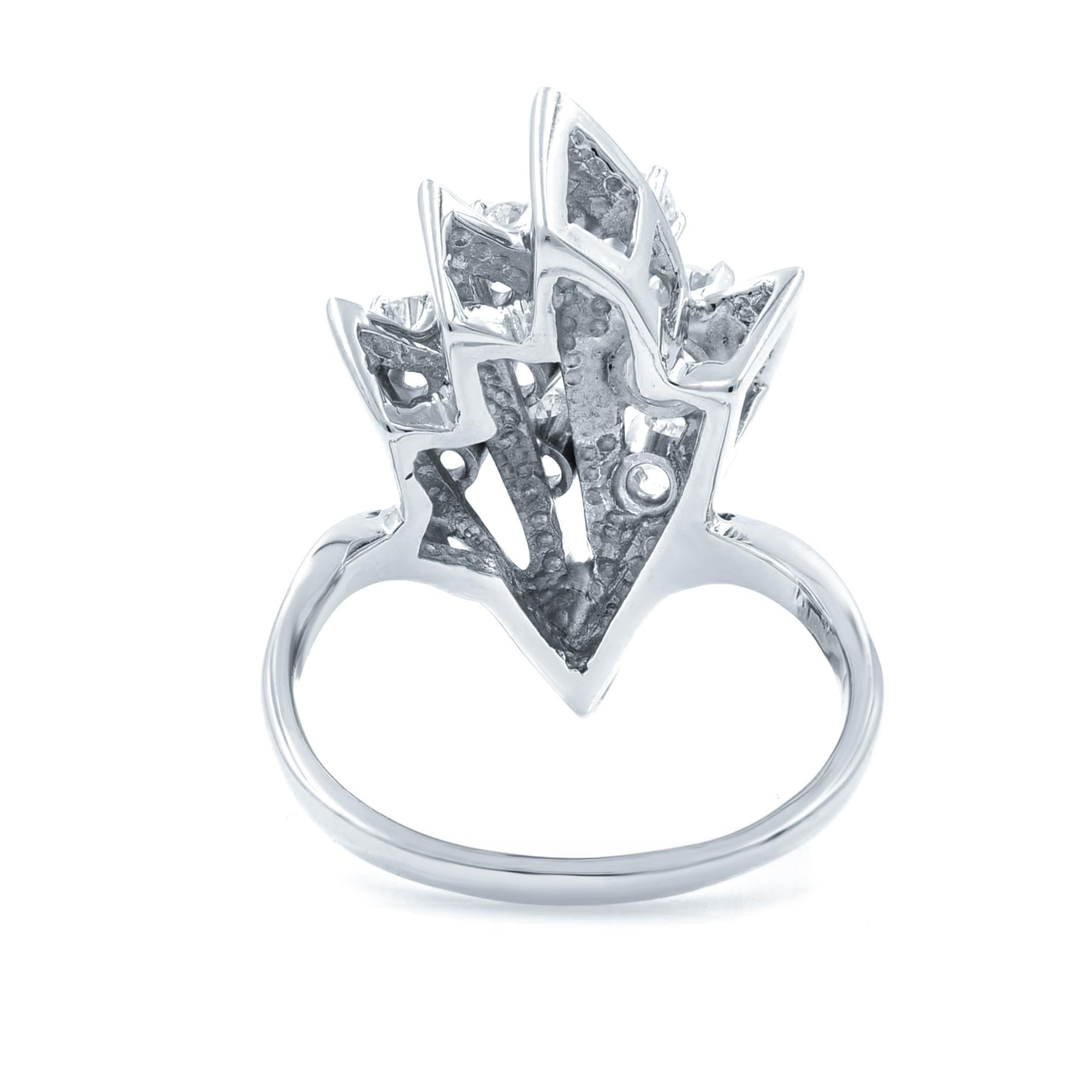 Donna Anello Rachel Koen Retro Eight Diamond Cluster in oro bianco 14K 1.50Cttw in vendita