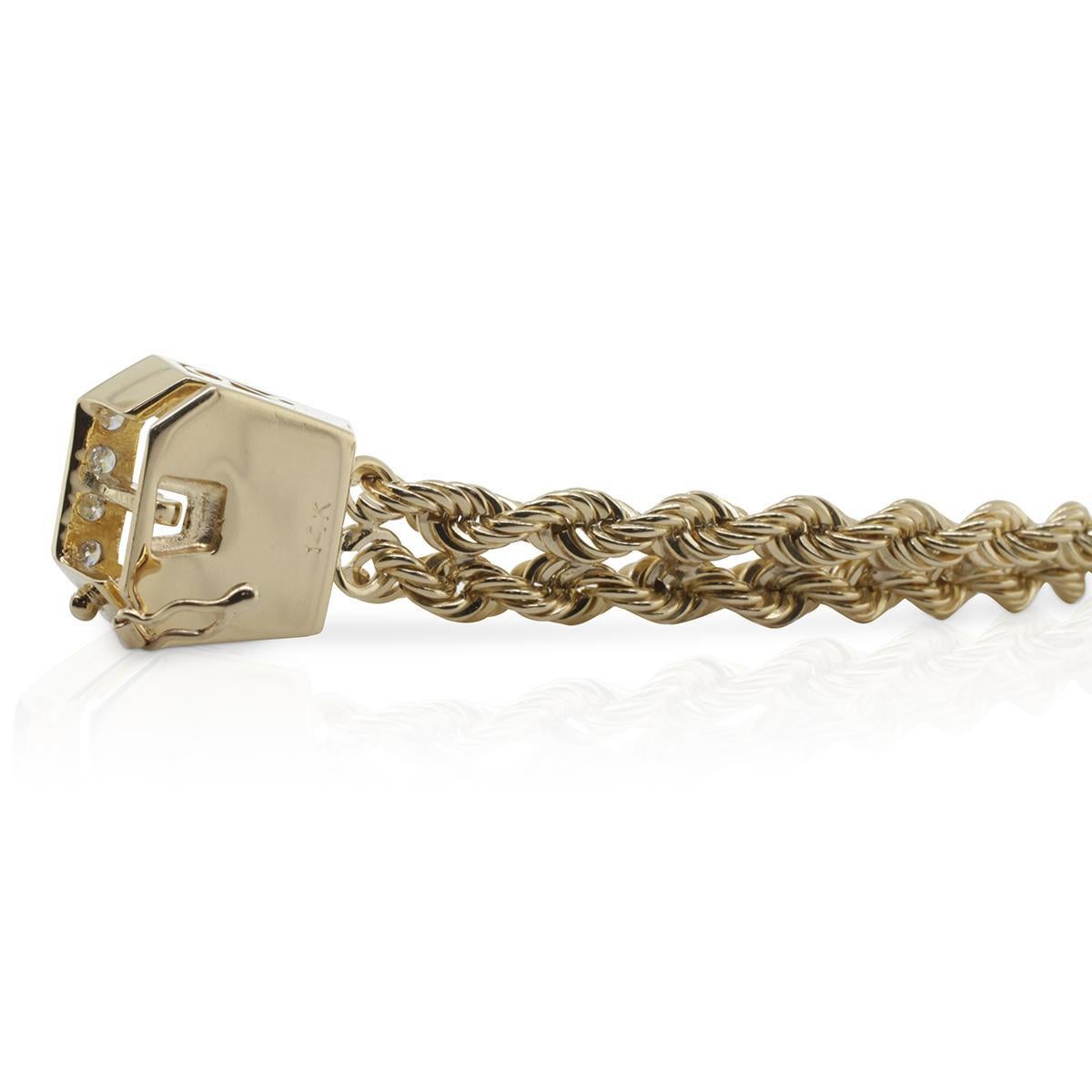 Rachel Koen Retro Woven Mesh Braided Diamond Buckle Bracelet 14K Yellow Gold In New Condition For Sale In New York, NY