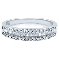Rachel Koen Round Baguette Cut Diamond Ring Sterling Silver 1.00Cttw
