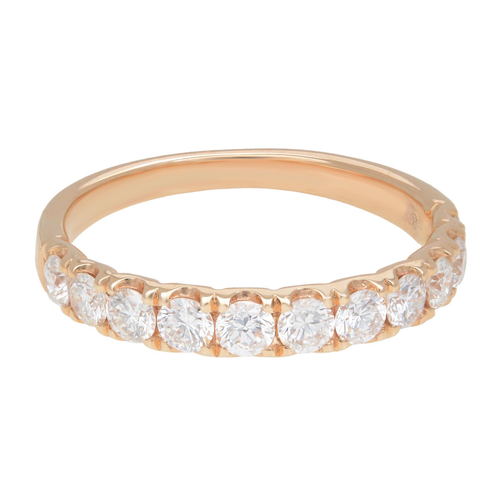 Rachel Koen Alianza de Diamantes Brillantes Redondos Pave Oro Rosa 18K 0,72ct