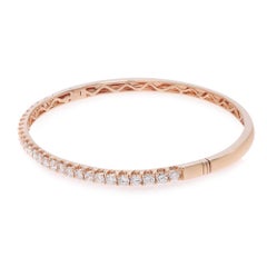 Rachel Koen Round Cut Diamond Bangle Bracelet 18K Rose Gold 2.00cttw