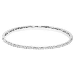 Rachel Koen Round Cut Diamond Bangle Bracelet 18K White Gold 0.99Cttw