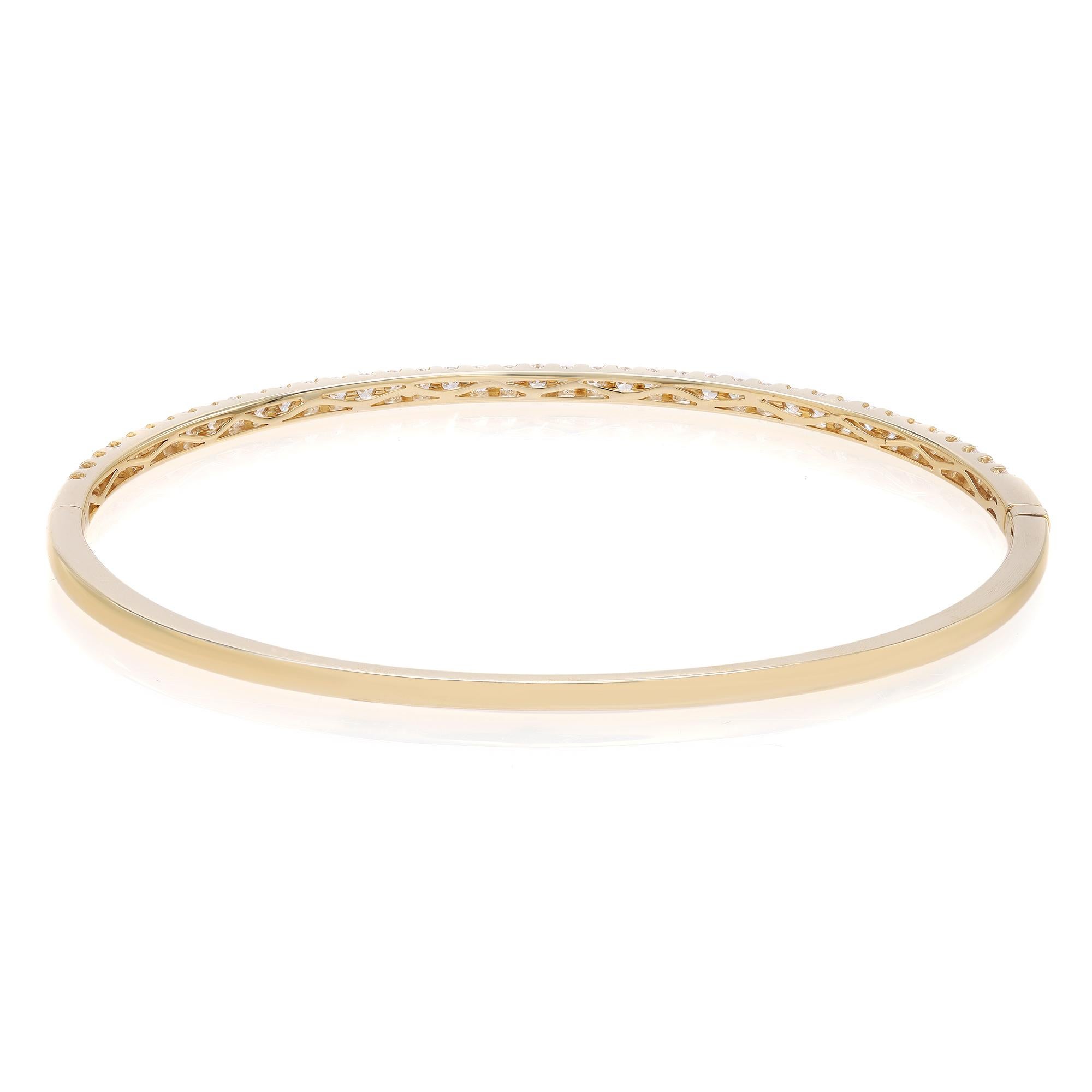 Modern Rachel Koen Round Cut Diamond Bangle Bracelet 18K Yellow Gold 1.00Cttw For Sale