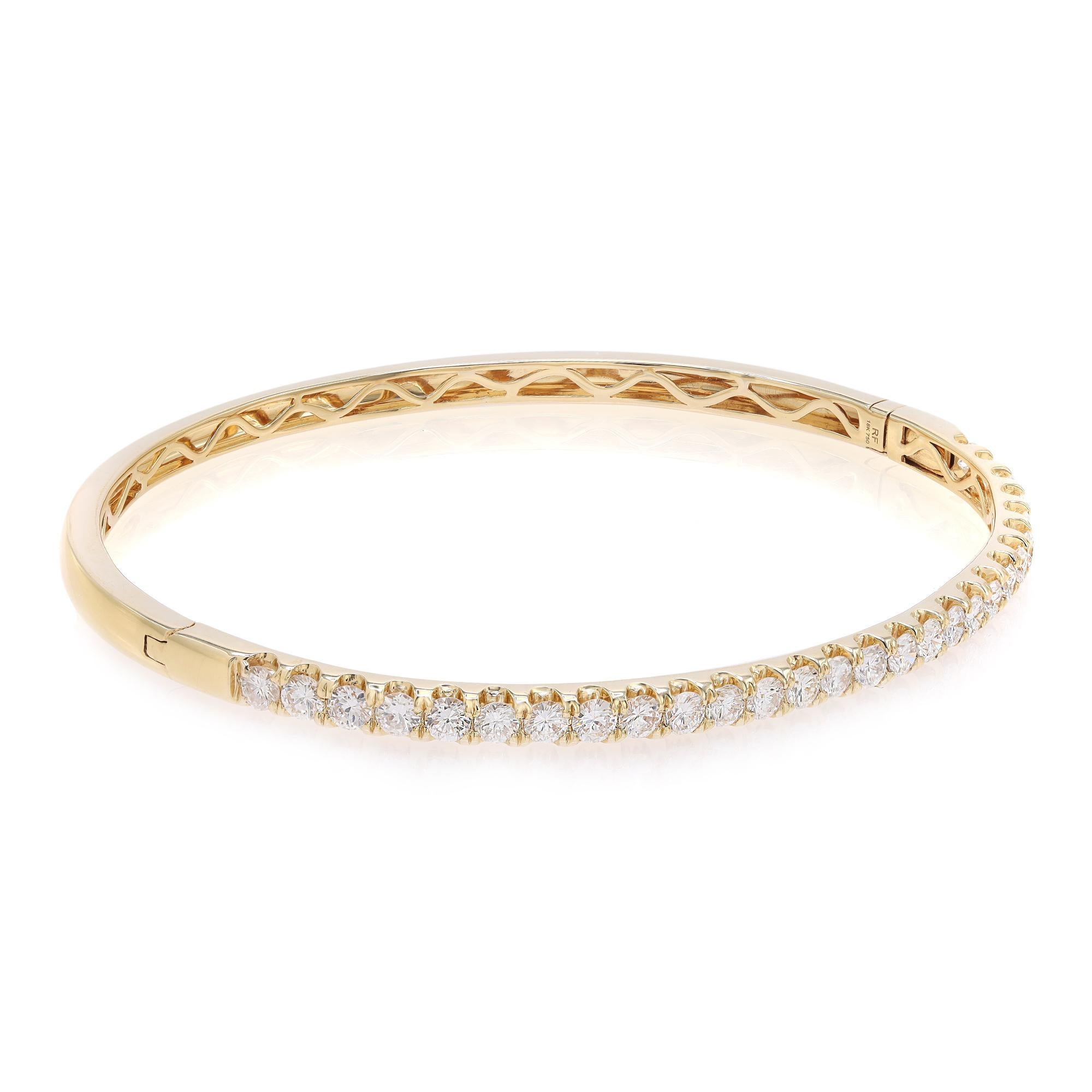 Rachel Koen Round Cut Diamond Bangle Bracelet 18K Yellow Gold 2.00Cttw In New Condition For Sale In New York, NY